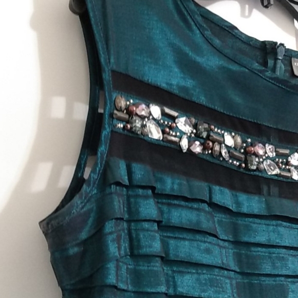 MILLA BELL JEWELED SATIN & MESH DRESS SIZE 12 - Picture 9 of 14